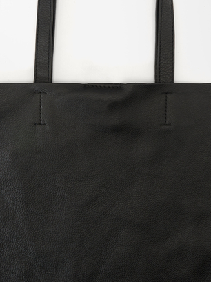 Personalized Leather Tote Bag, Black, hi-res