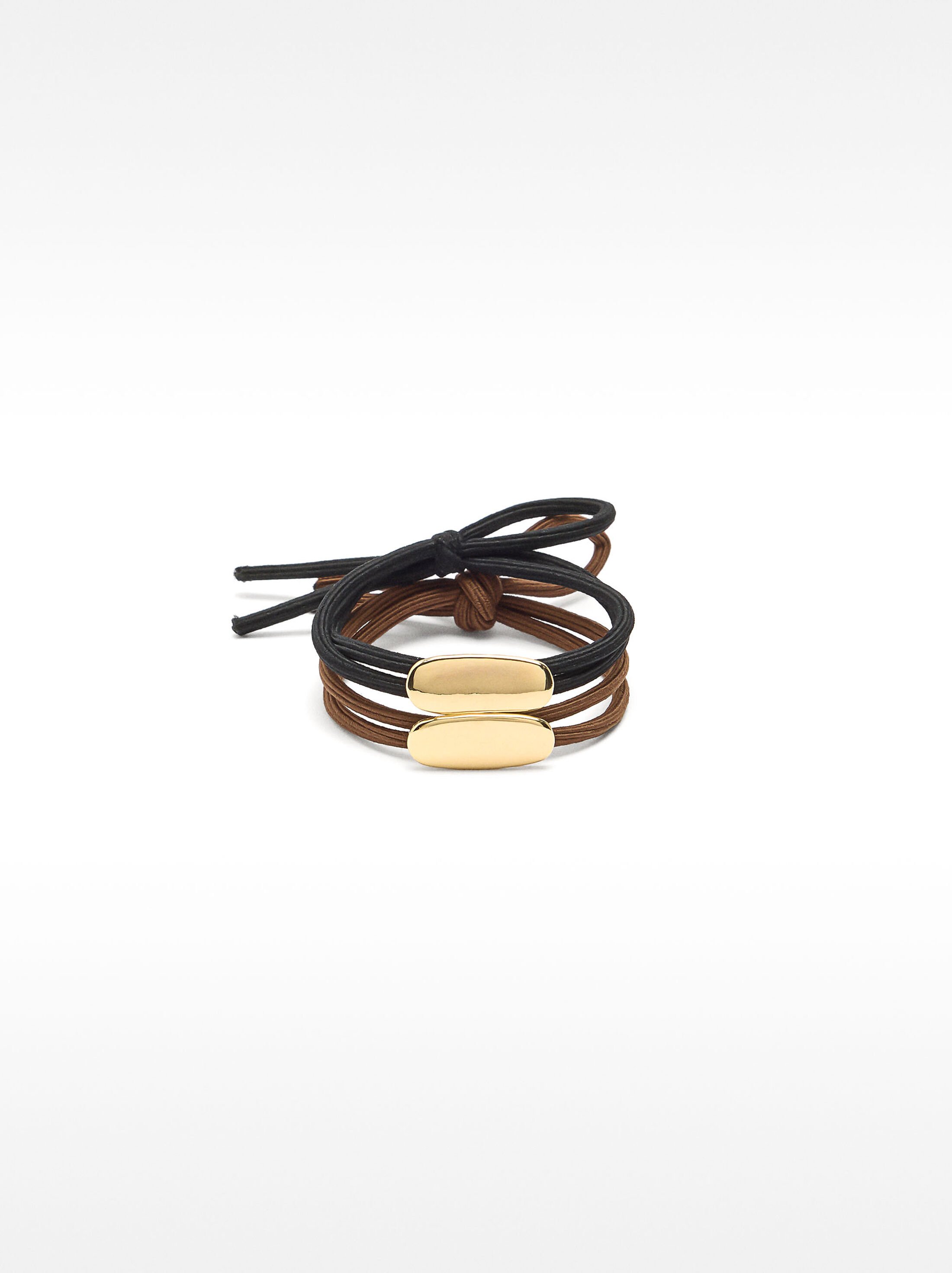 Set of hair elastics with metallic detail image number 0.0