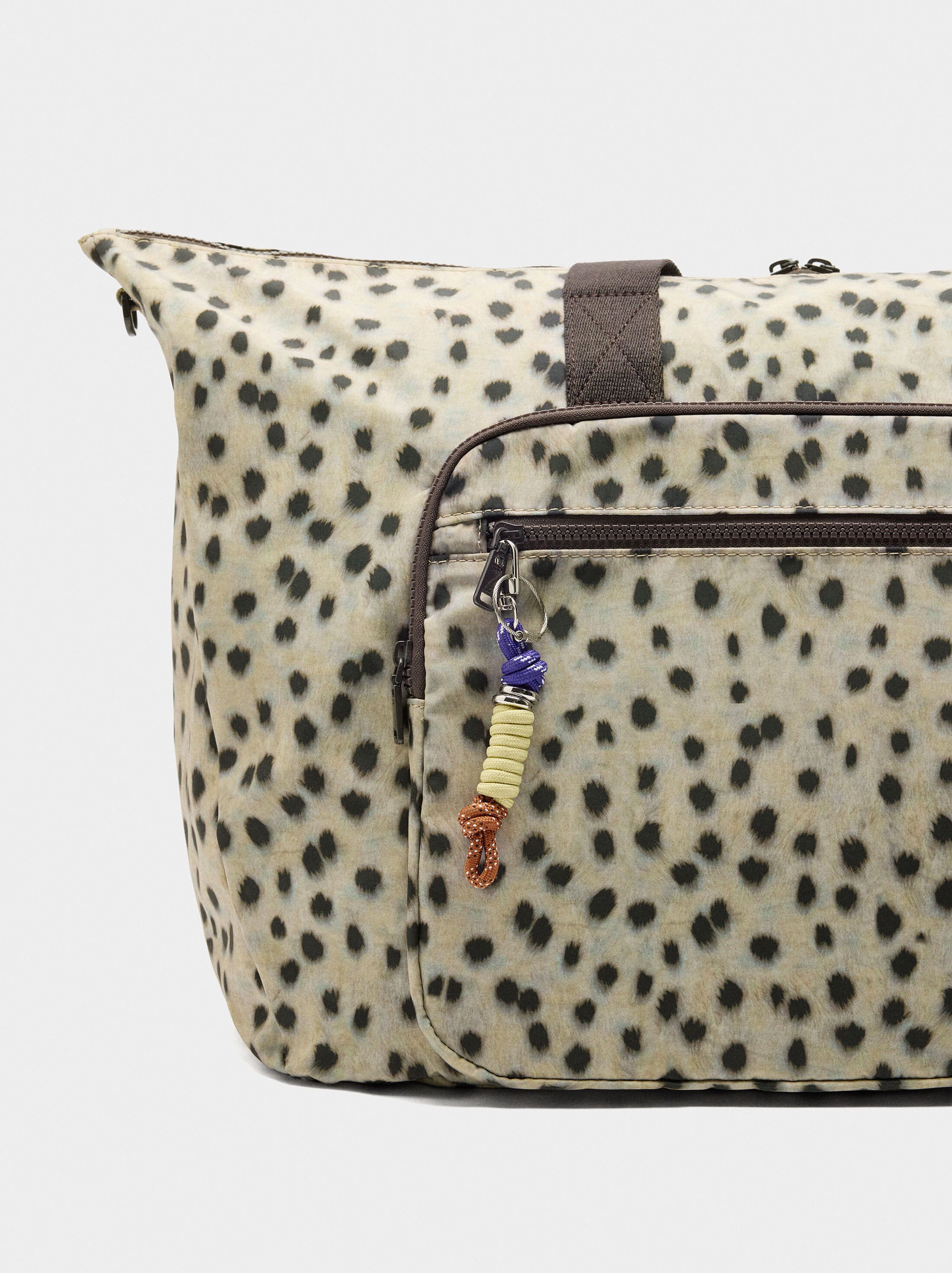 Animal-print nylon weekend bag image number 1.0