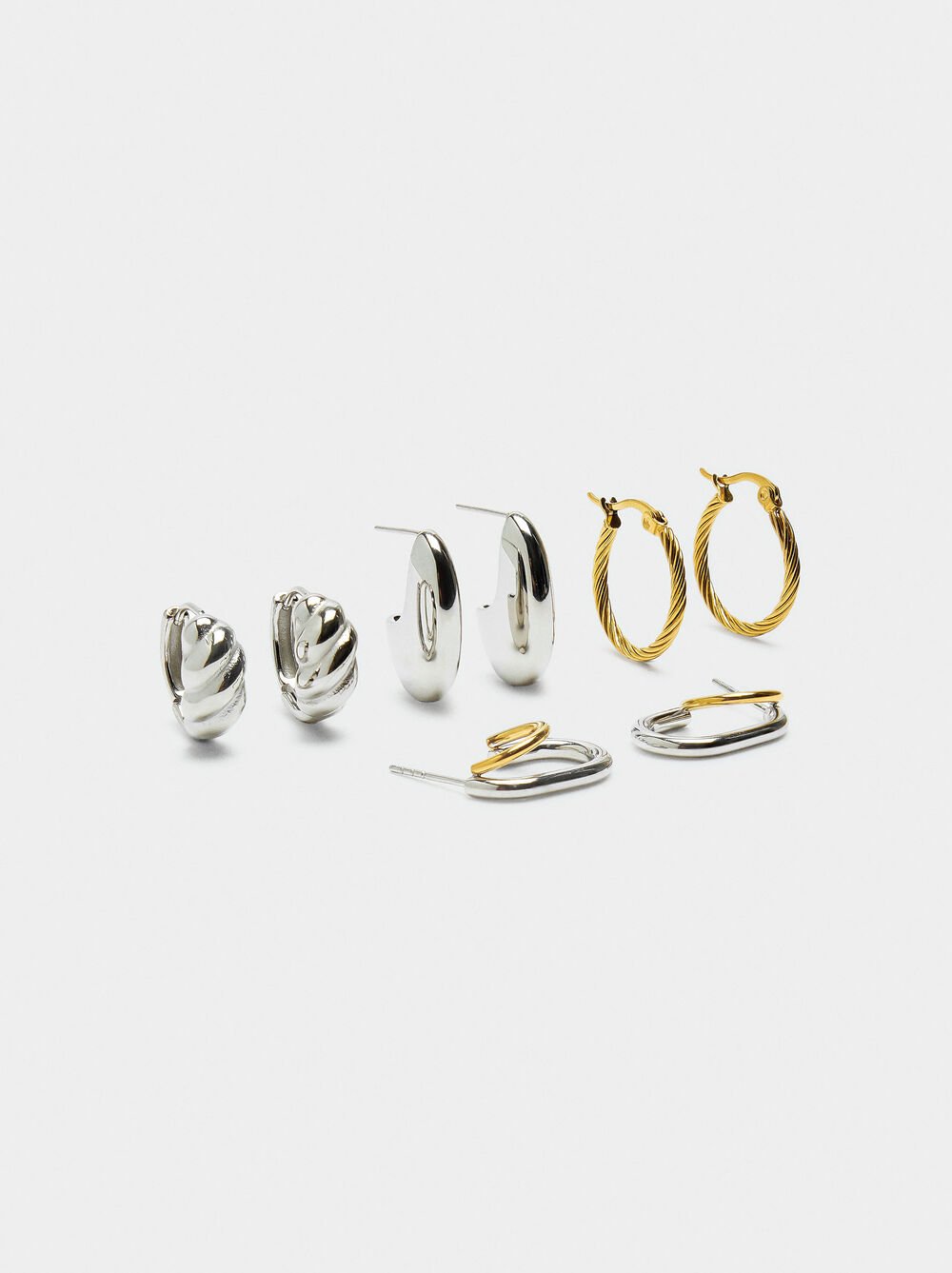 Bicolor hoop earrings set – stainless steel