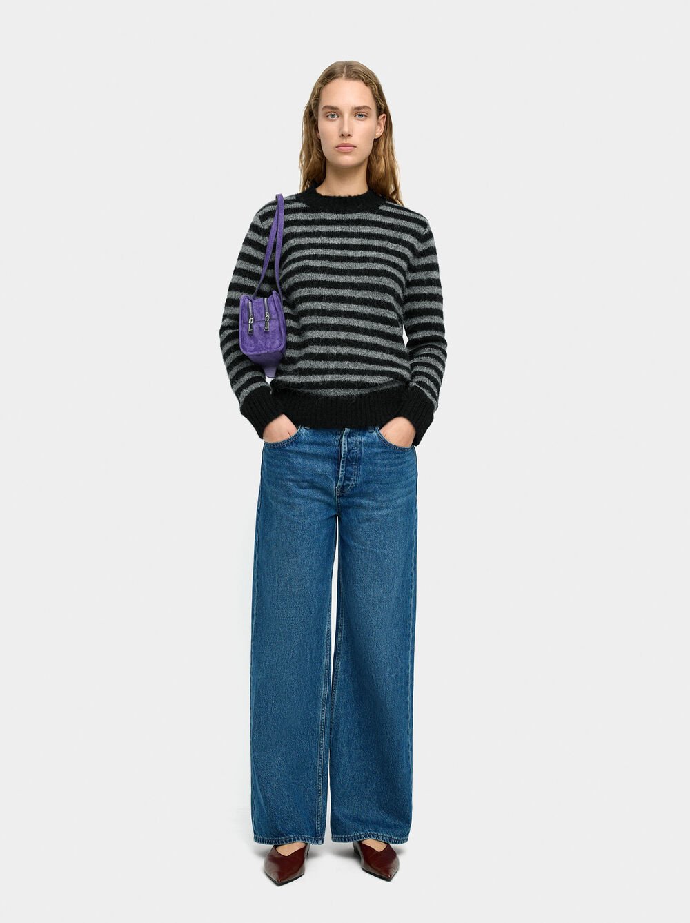 Knit sweater with stripes