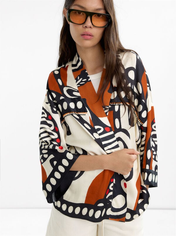 Printed kimono