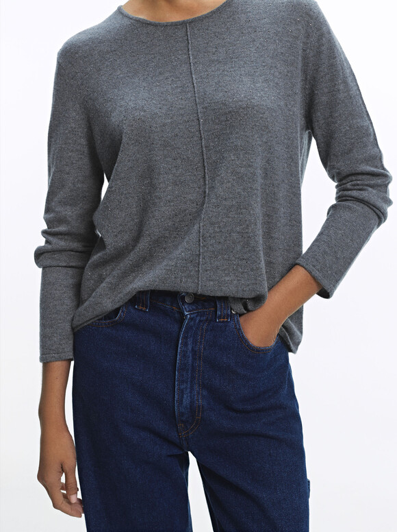 Knit Sweater With Wool, Grey, hi-res