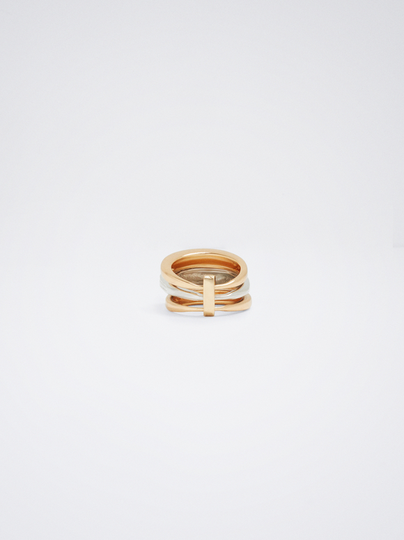 Goldfarbener Dreifacher Ring , Golden, hi-res
