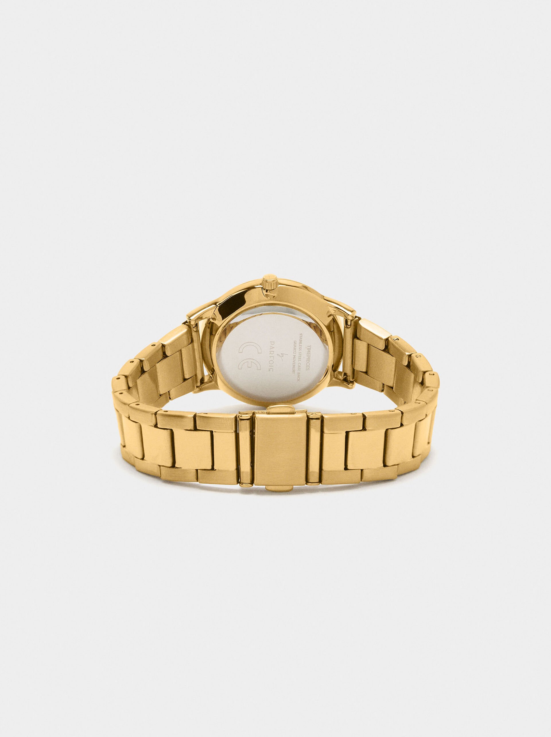 Round watch with stainless steel strap image number 2.0