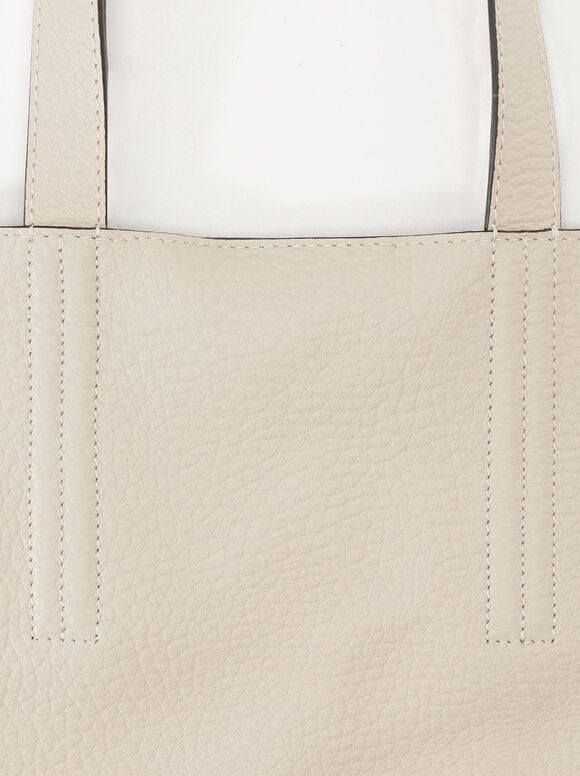 Personalized Leather Shopper Bag, Ecru, hi-res