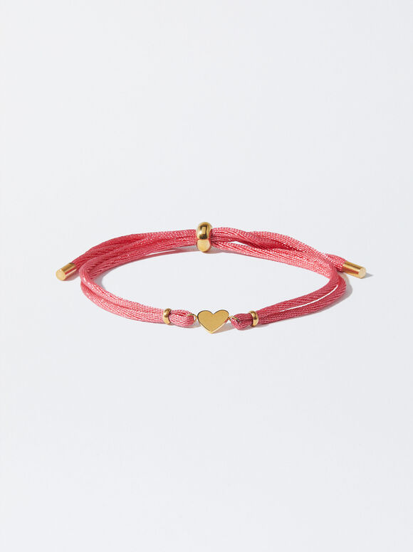 Steel Bracelet With Heart, Pink, hi-res