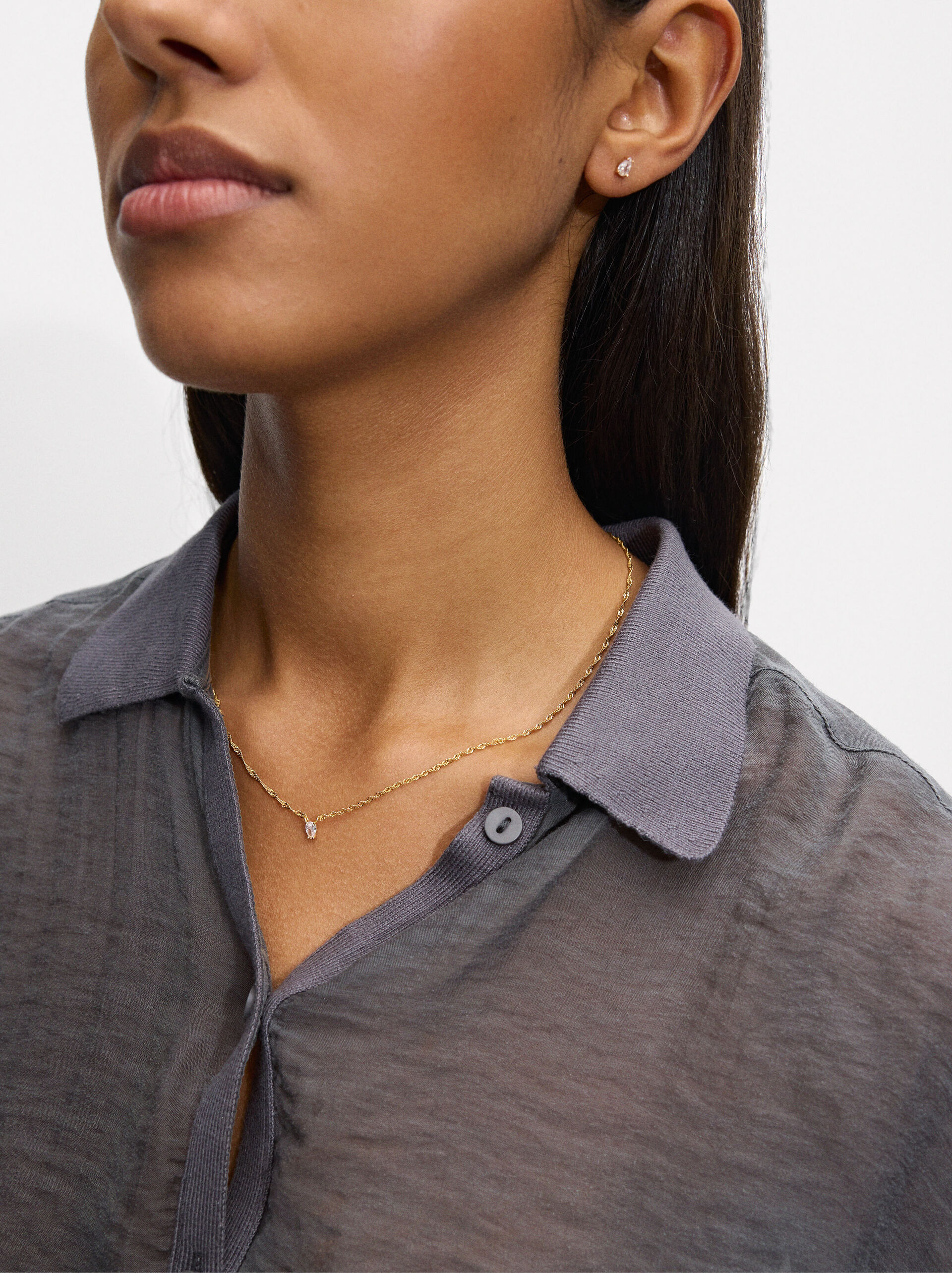 Necklace and earring set with zirconias - 925 sterling silver image number 2.0