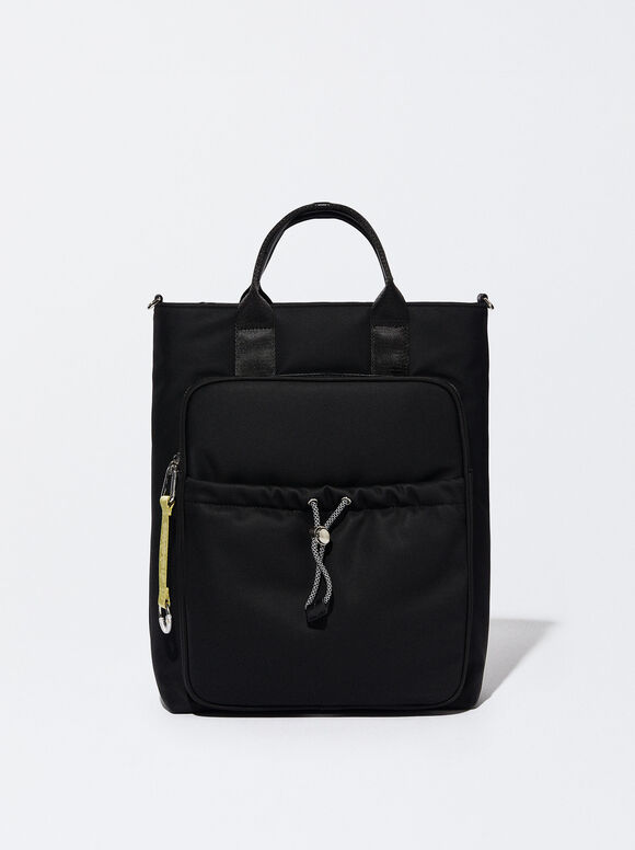 15" Nylon-Effect Laptop Backpack, Black, hi-res