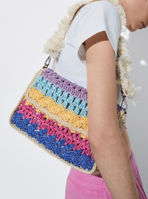 Straw Crossbody Bag - Bright Multicolor - Woman - Crossbody Bags ...