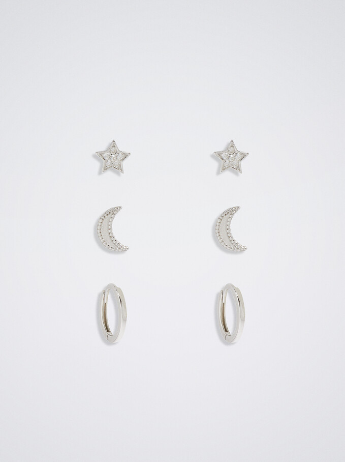 925 Silver Earrings Set, Silver, hi-res