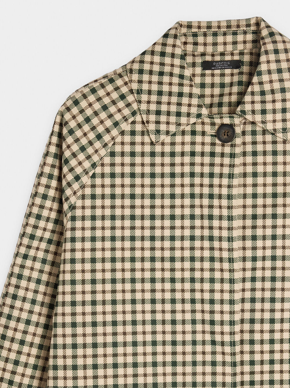 Parka with printed check pattern