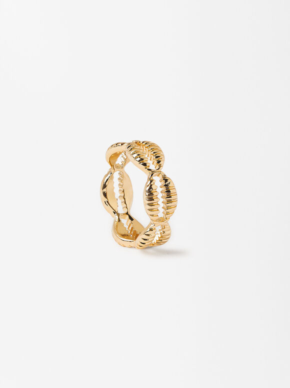Golden Ring With Shells, Golden, hi-res