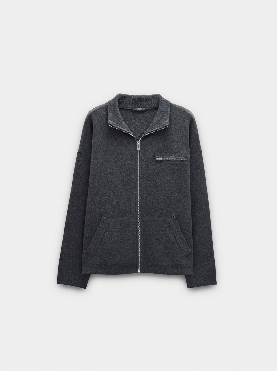 Cárdigan de punto con cierre de cremallera