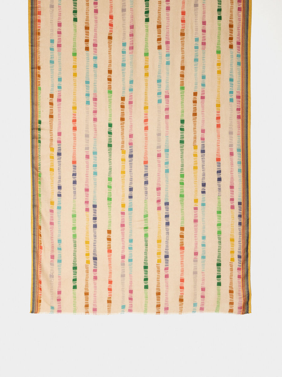 Scarf printed with multicolor stripes