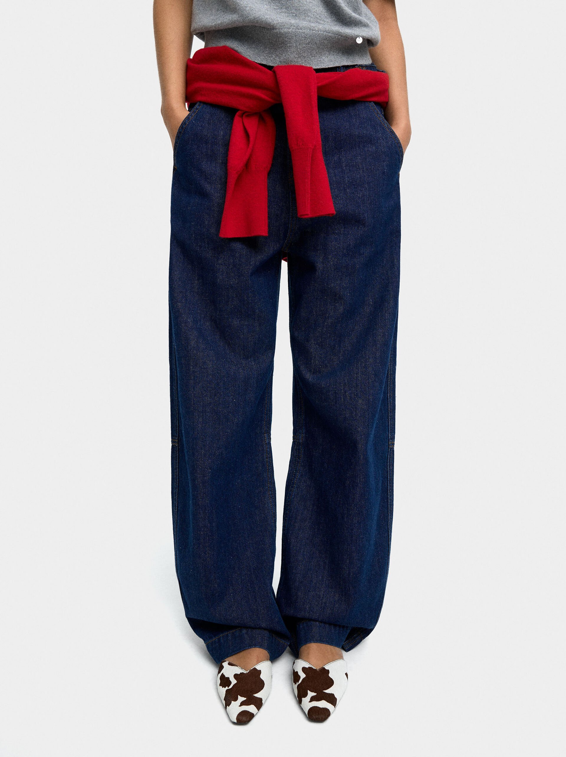 Leather ballet flats with fur image number 6.0
