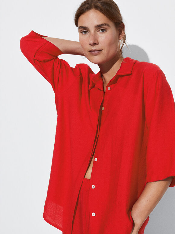 Short-Sleeved Shirt, Red, hi-res