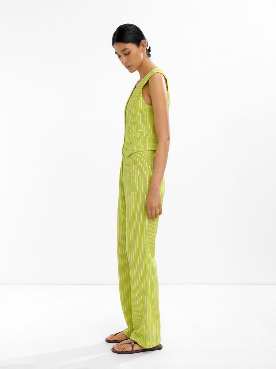 100% cotton striped trousers