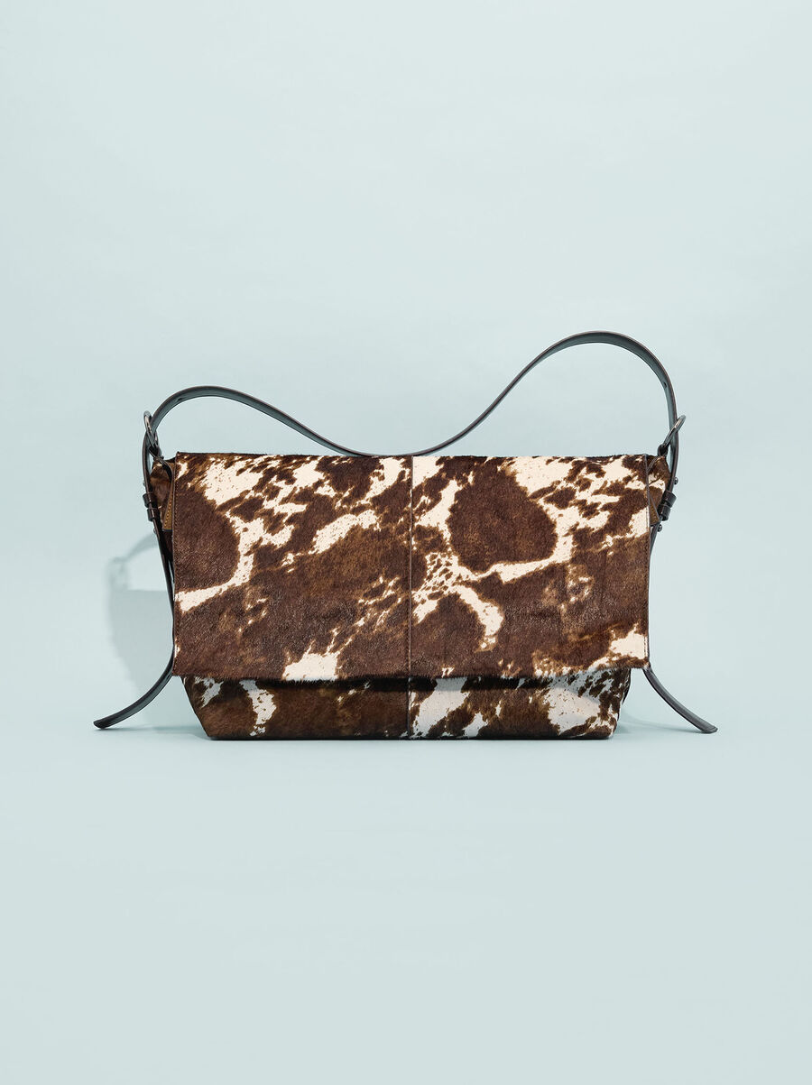 Bolso de hombro de piel con pelo