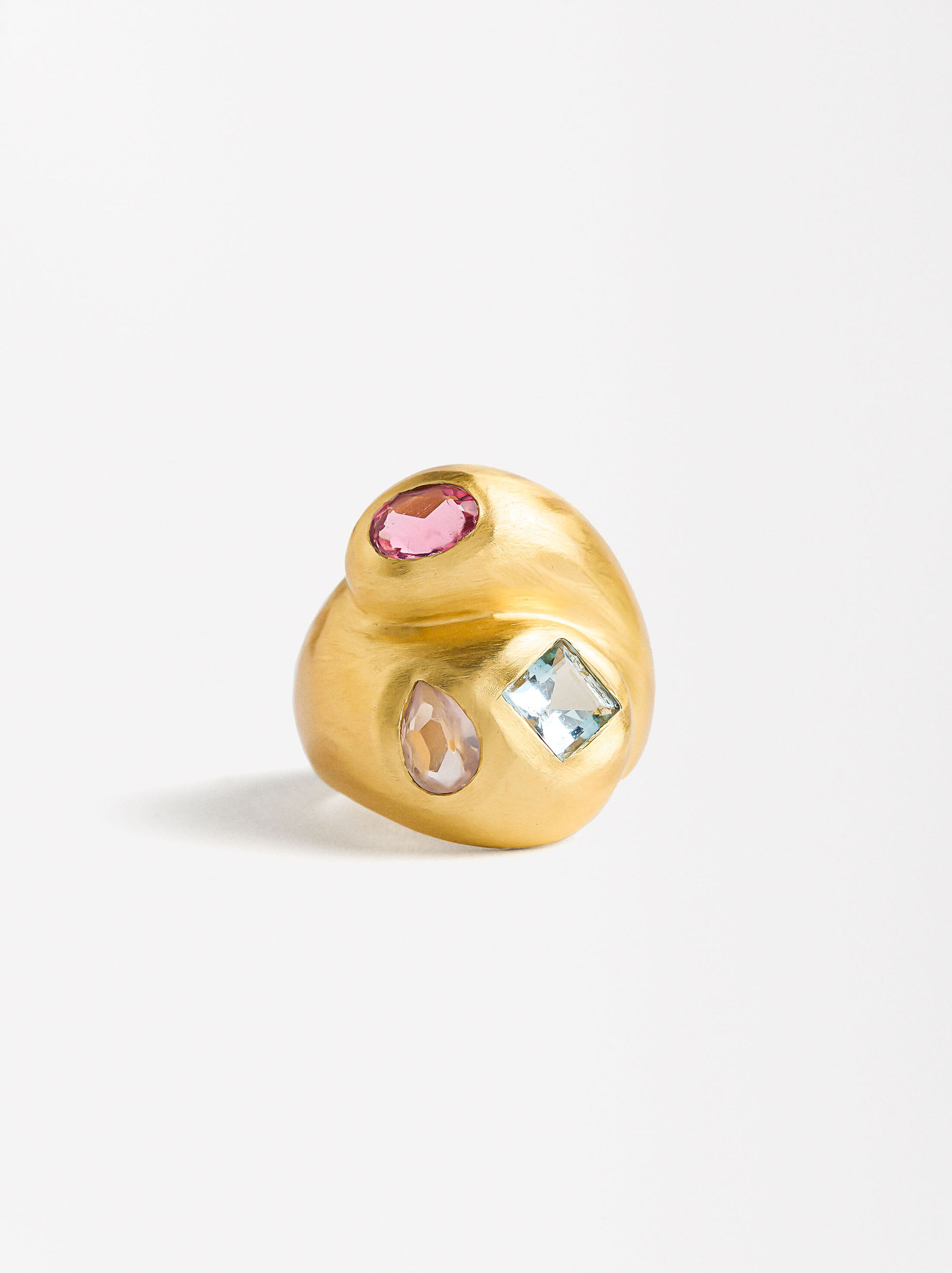 Ring with crystals gold plated 18k image number 0.0