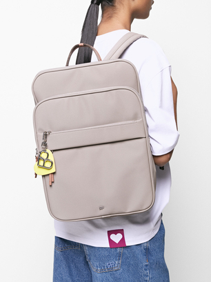 Nylon-Effect Backpack For 15” Laptop, Brown, hi-res