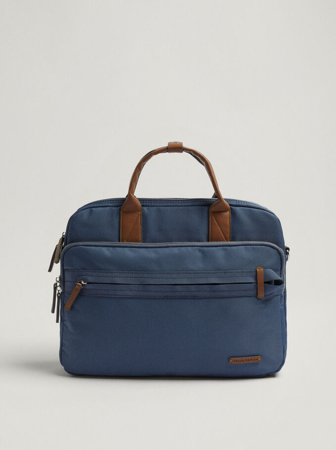 Nylon Briefcase For 13” Laptop, Blue, hi-res