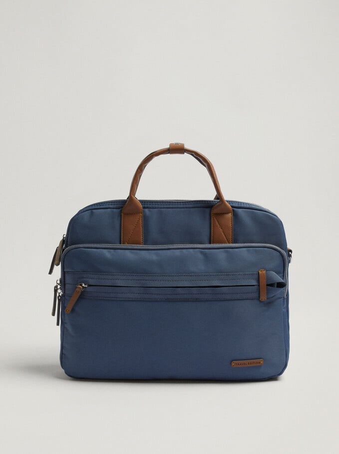 Nylon Briefcase For 13” Laptop, Blue, hi-res