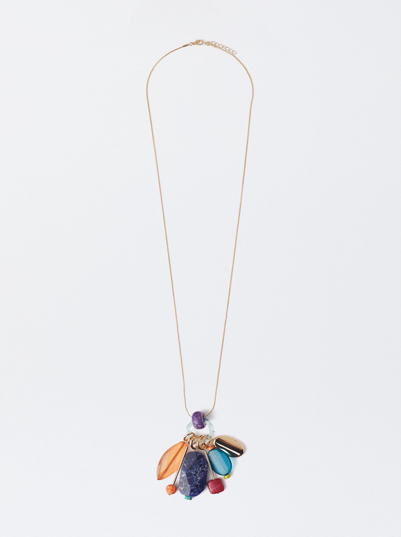 Multicoloured Necklace With Resin, Multicolor, hi-res