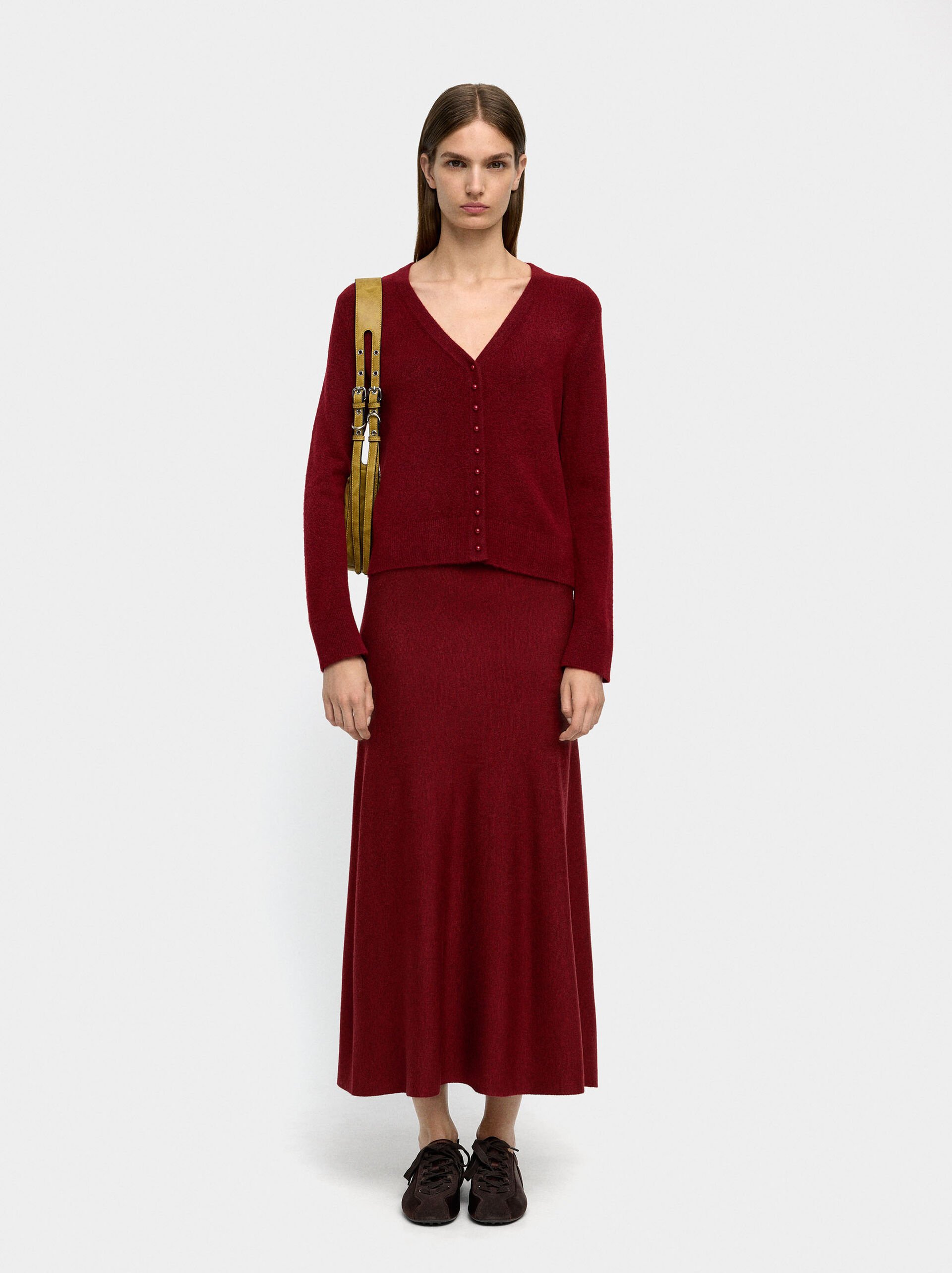 V-neck knit cardigan image number 0.0