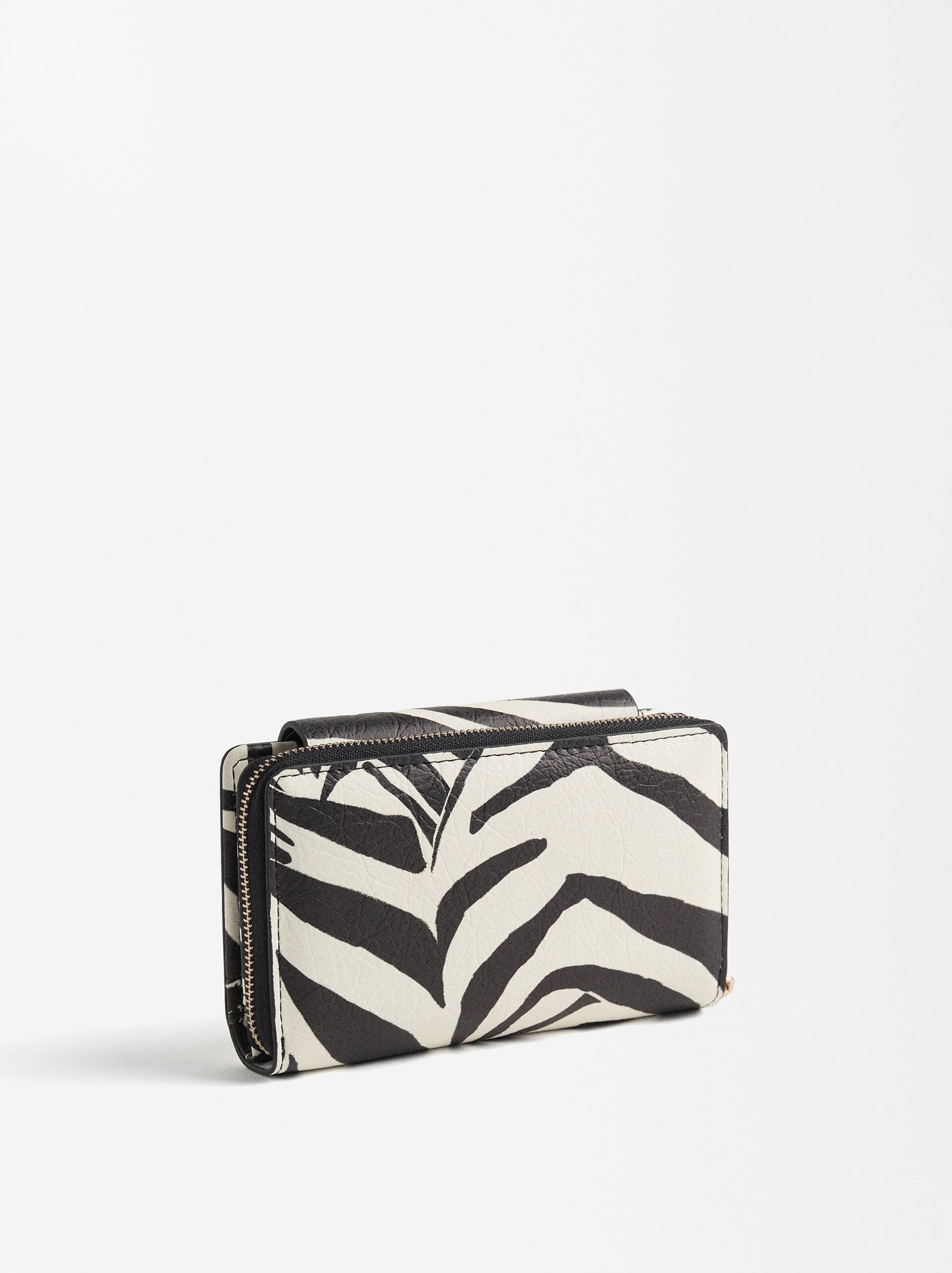 Flap closure wallet with animal print image number 2.0