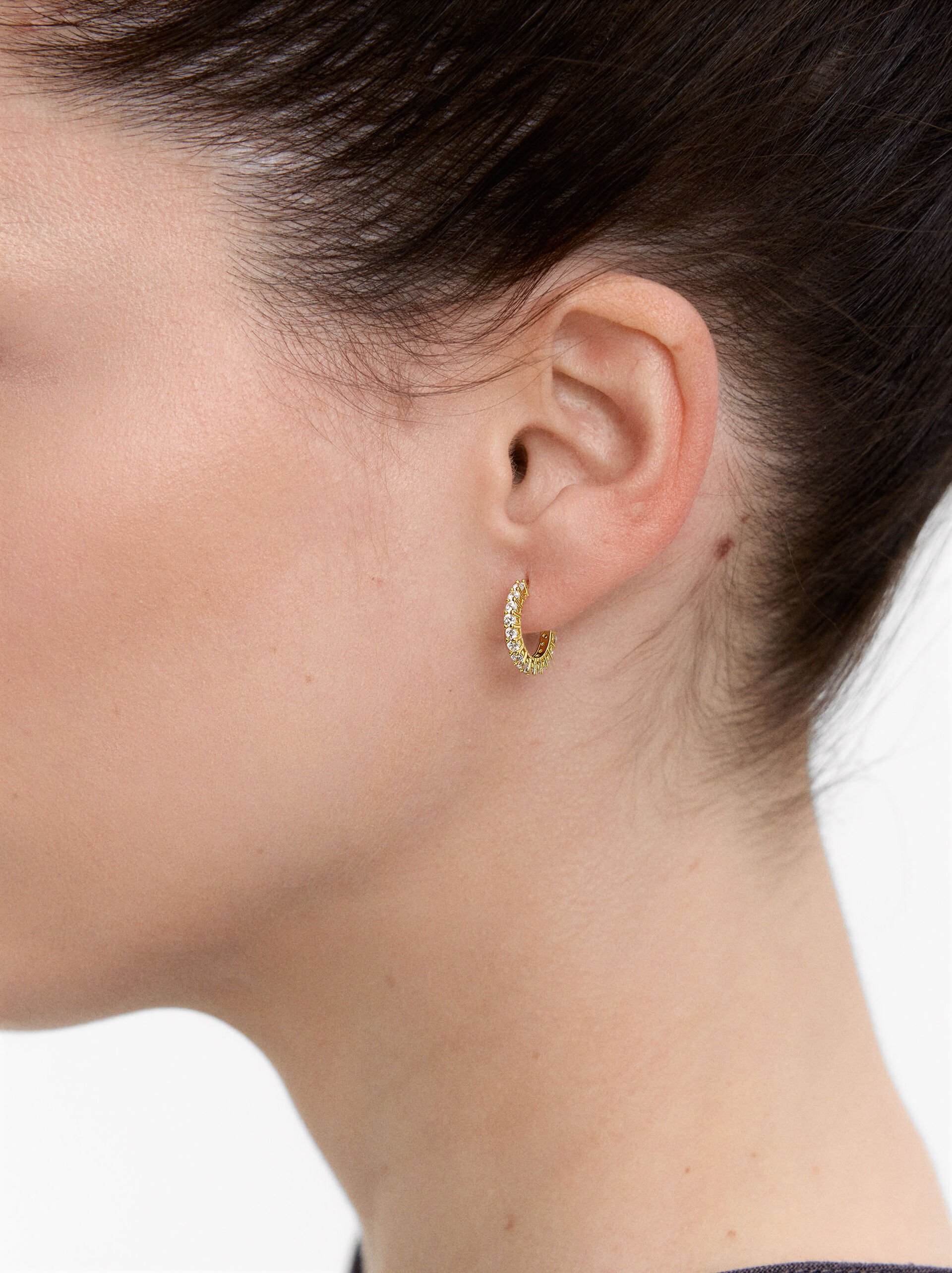 Hoop earrings with zirconia - 925 sterling silver image number 1.0