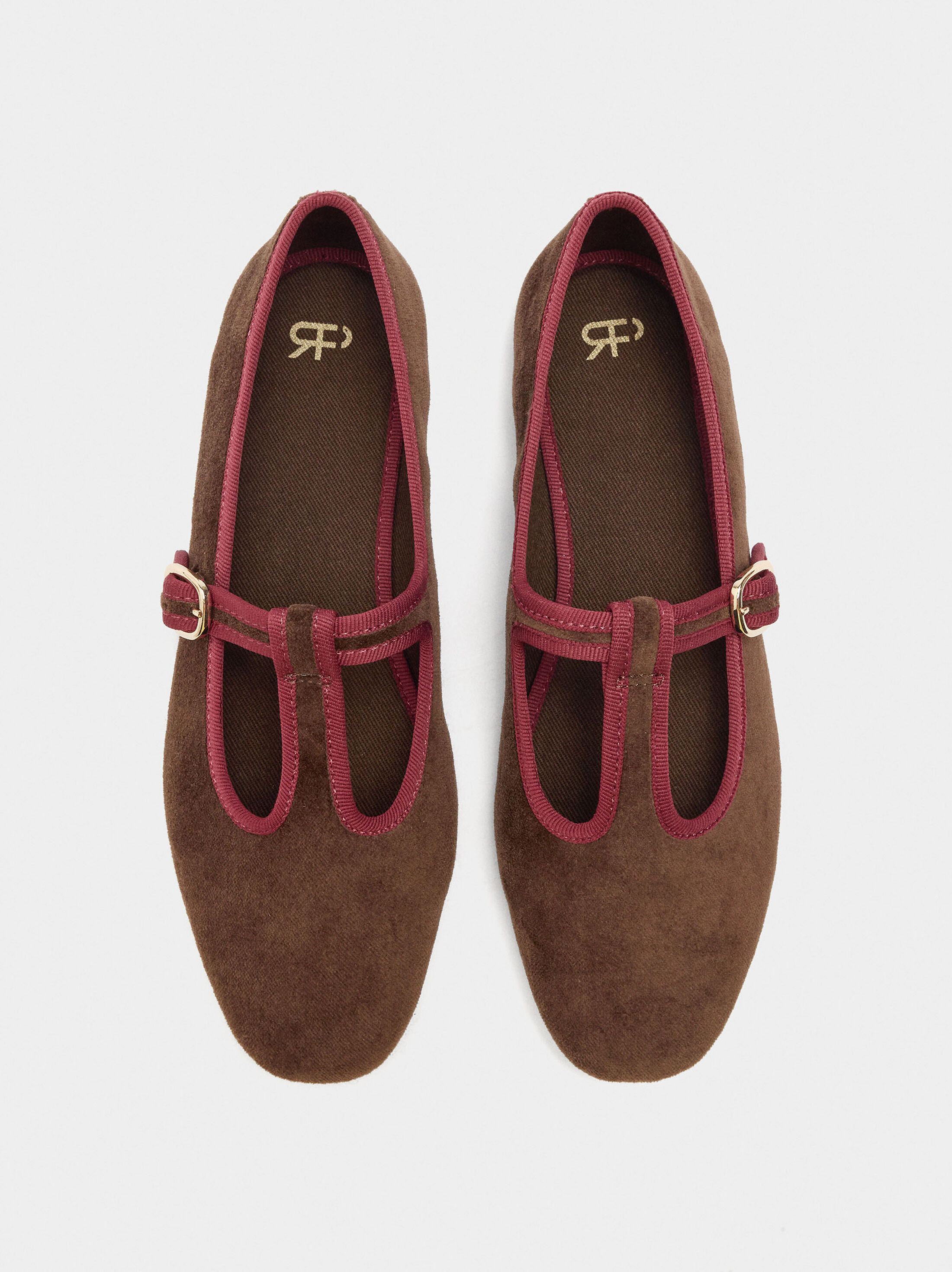 T-bar ballet flats with soft texture image number 0.0