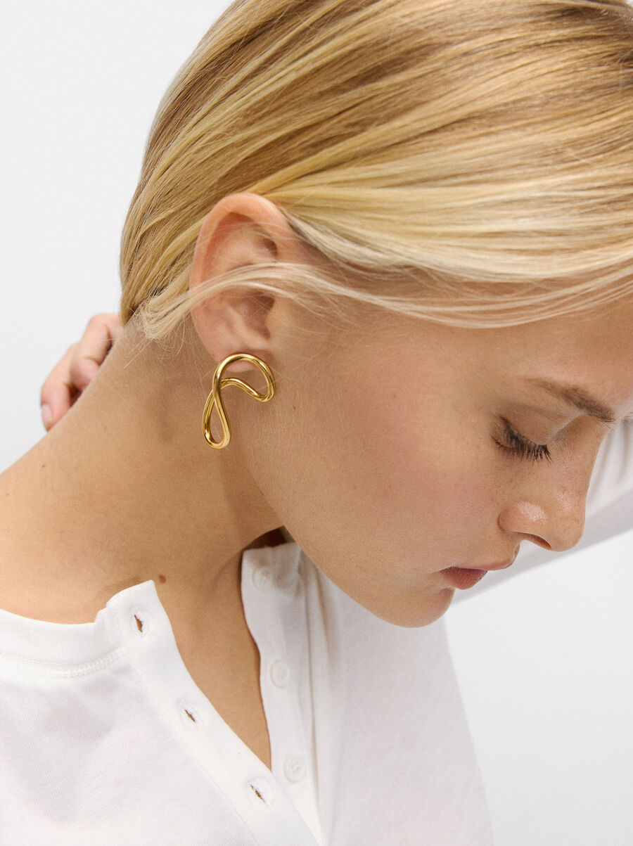 Wave earjacket earrings - stainless steel