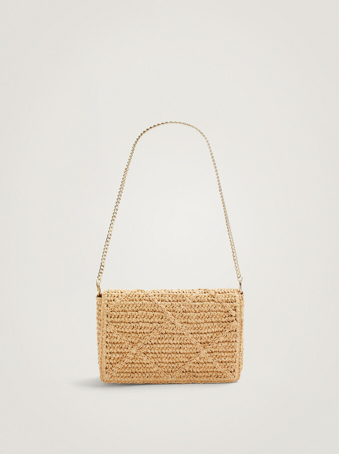 Straw Bag With Chain Strap, , hi-res