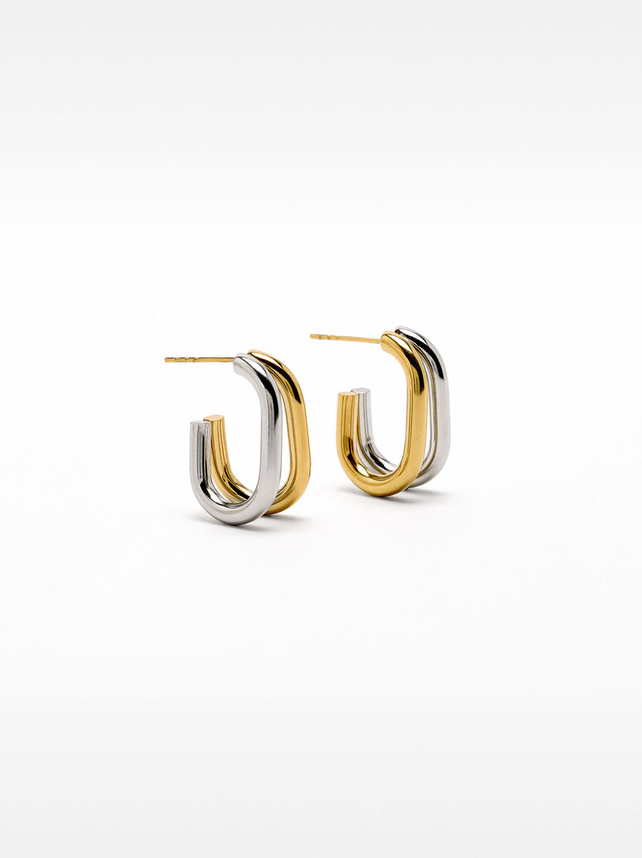 Open bicolor hoop earrings - stainless steel