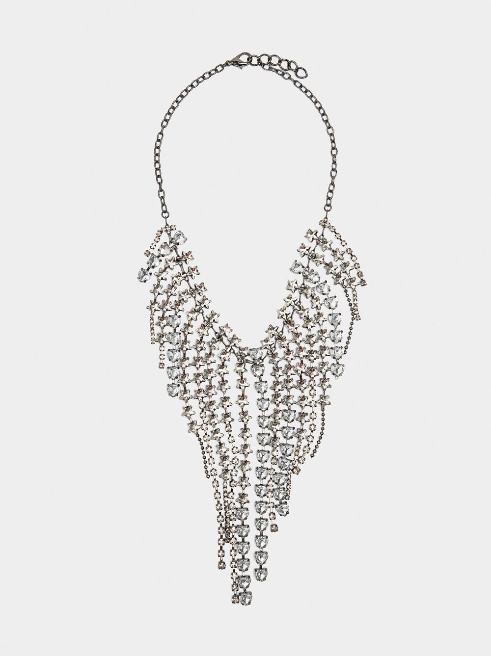 Short bib necklace with hearts and stars