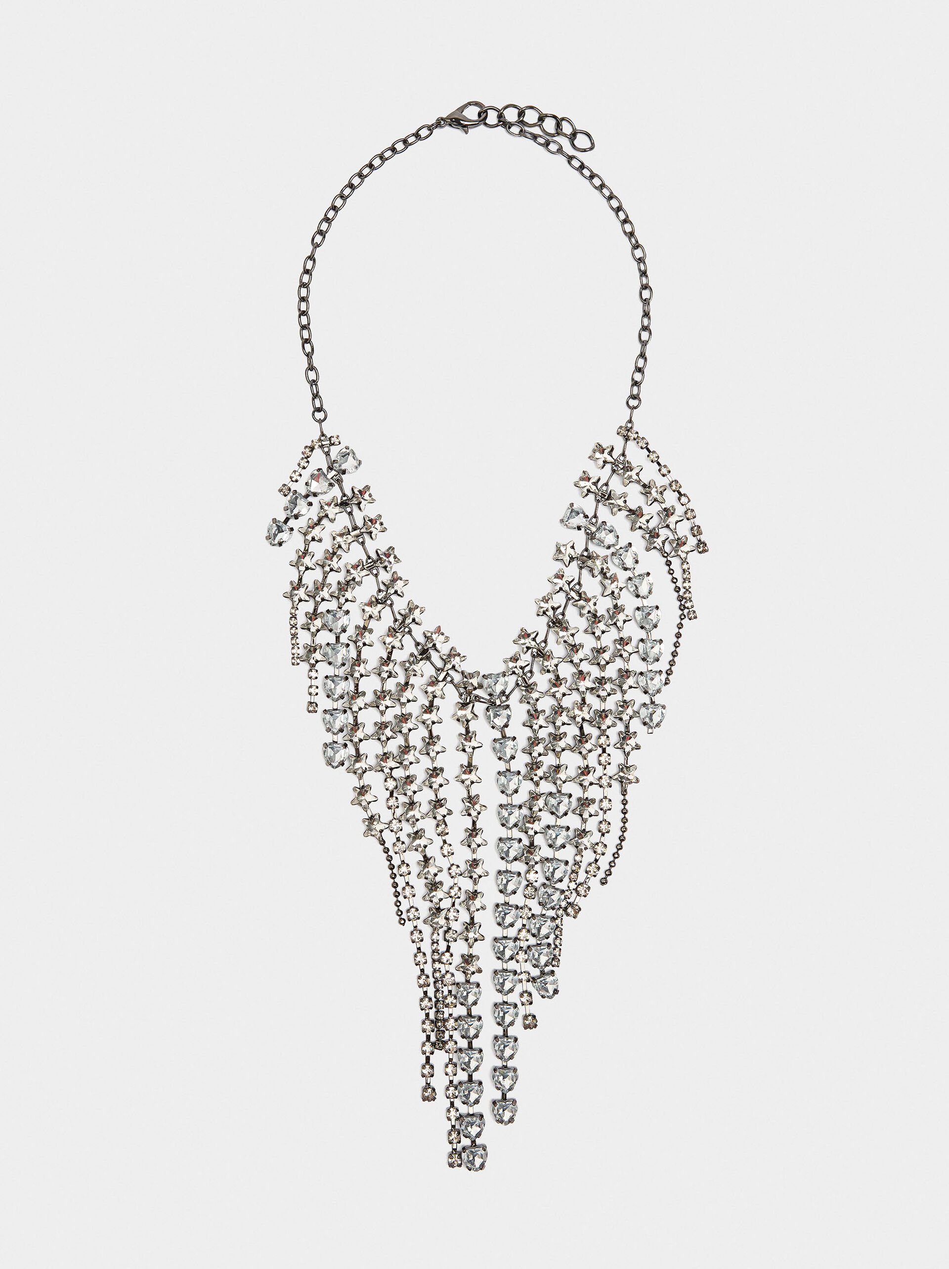 Short bib necklace with hearts and stars image number 0.0