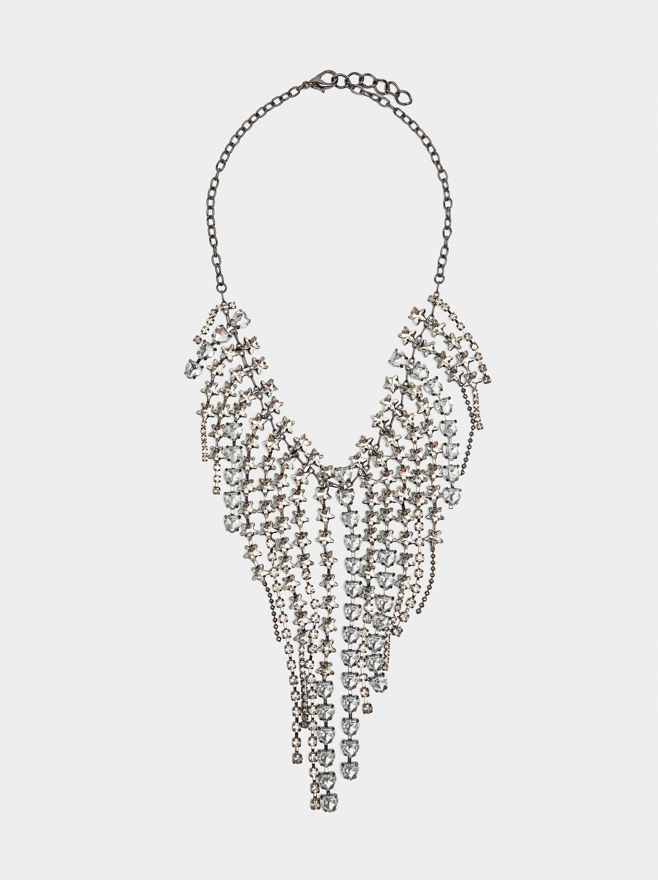 Short bib necklace with hearts and stars image number 0.0