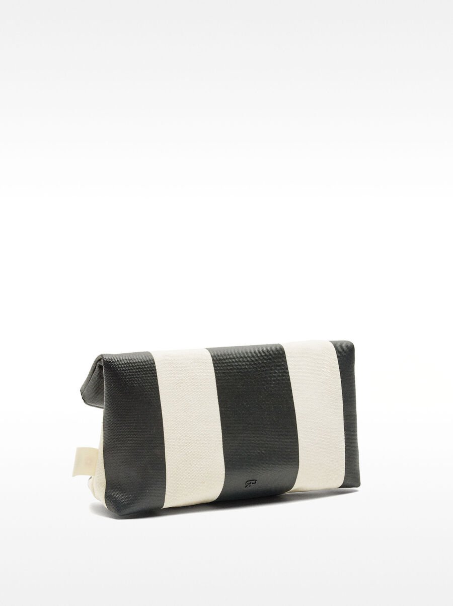 Striped multi-use bag with flap