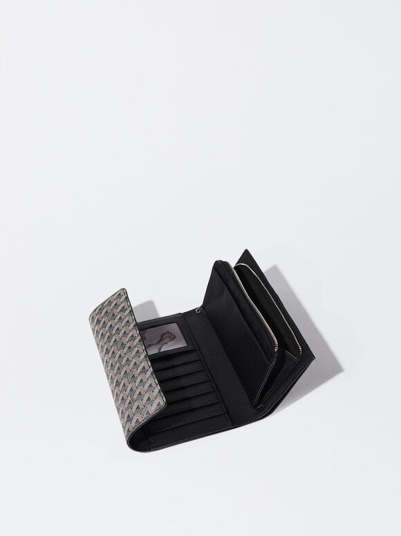 Brieftasche Mit Print, Grau, hi-res