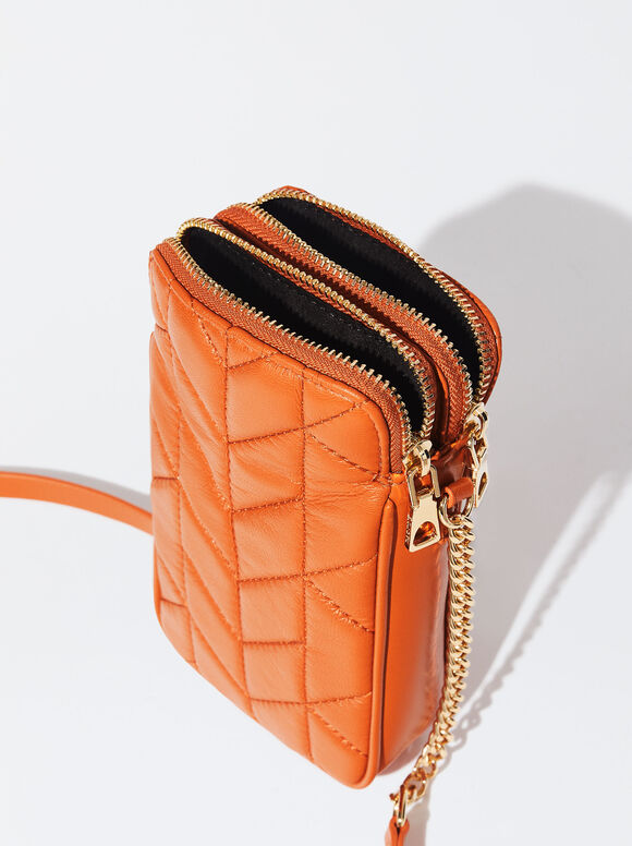 Quilted Mobile Phone Case, Orange, hi-res