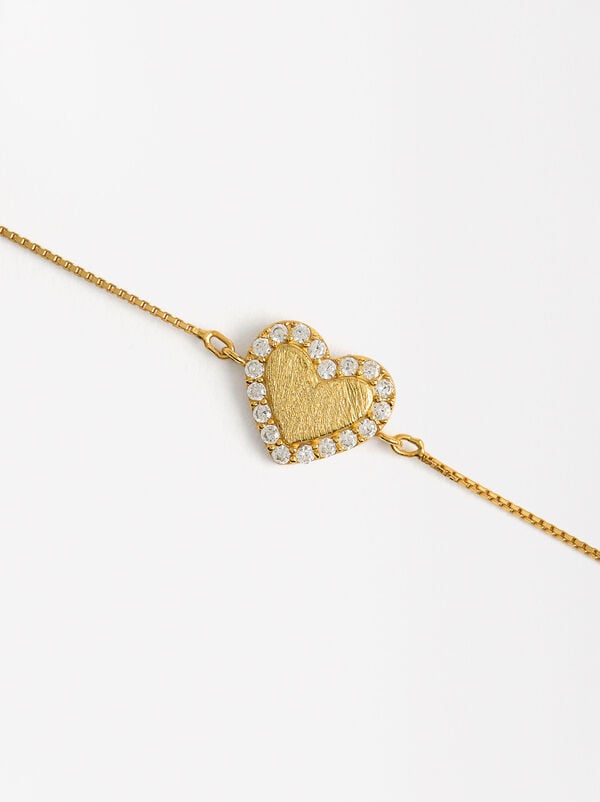 Heart bracelet with zirconia - 925 sterling silver