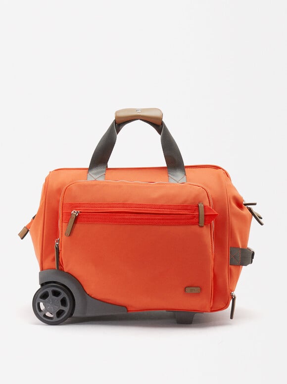 Nylon Weekend Bag, Orange, hi-res