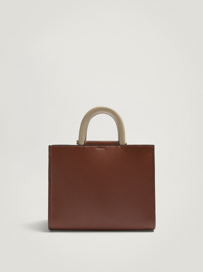 Tote Bag With Double Handle, Camel, hi-res