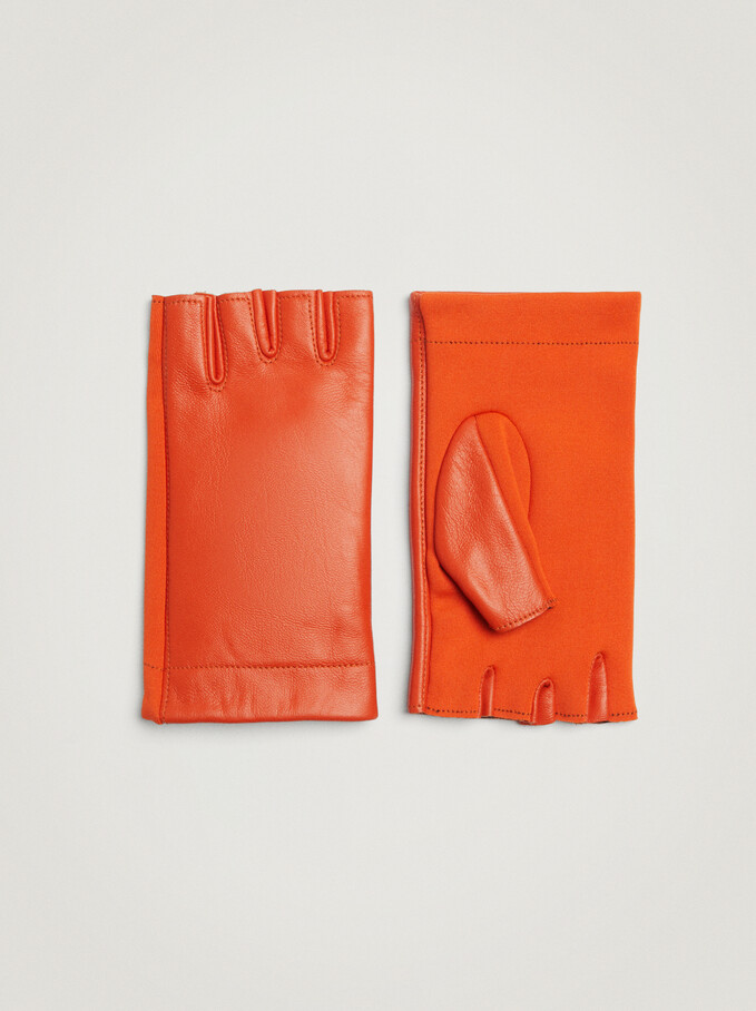 Leather Gloves, Orange, hi-res