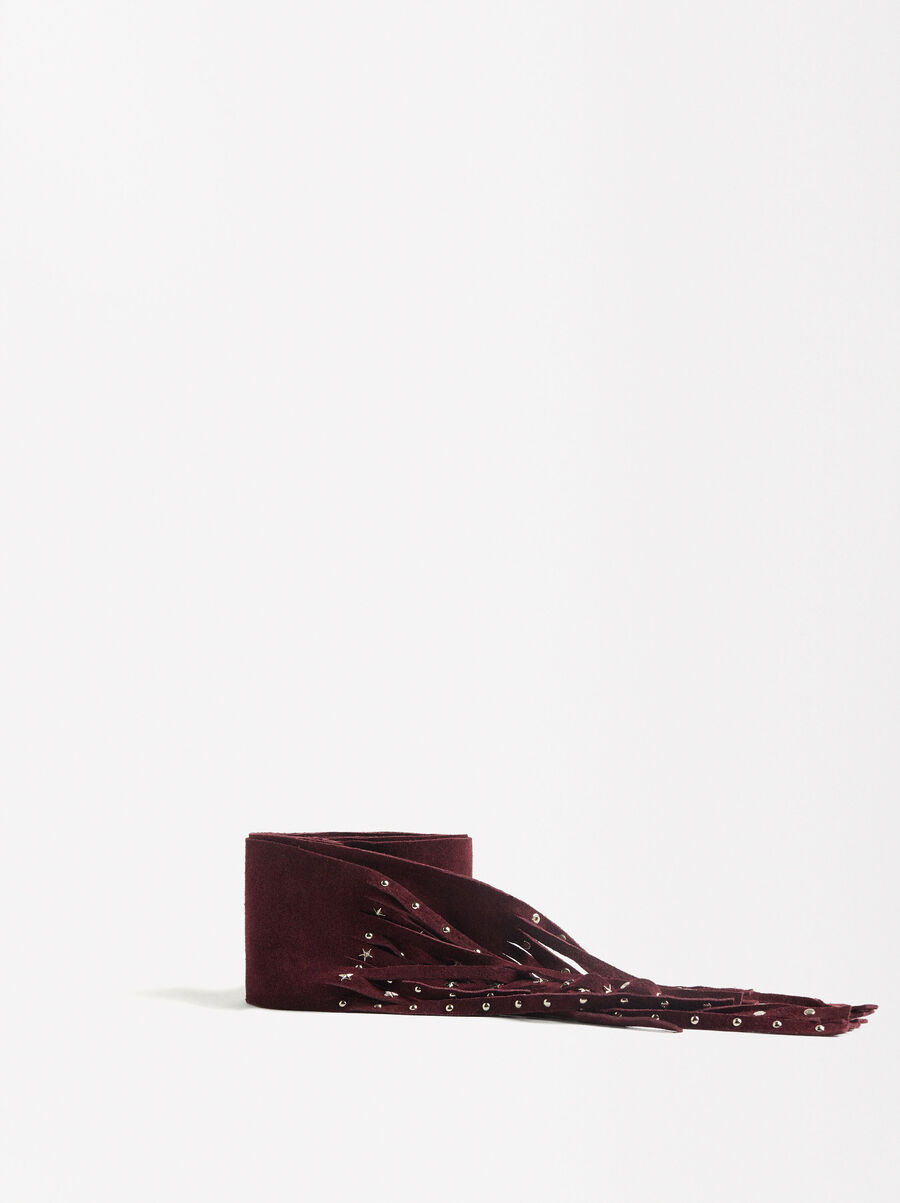 Belt with fringes and studs