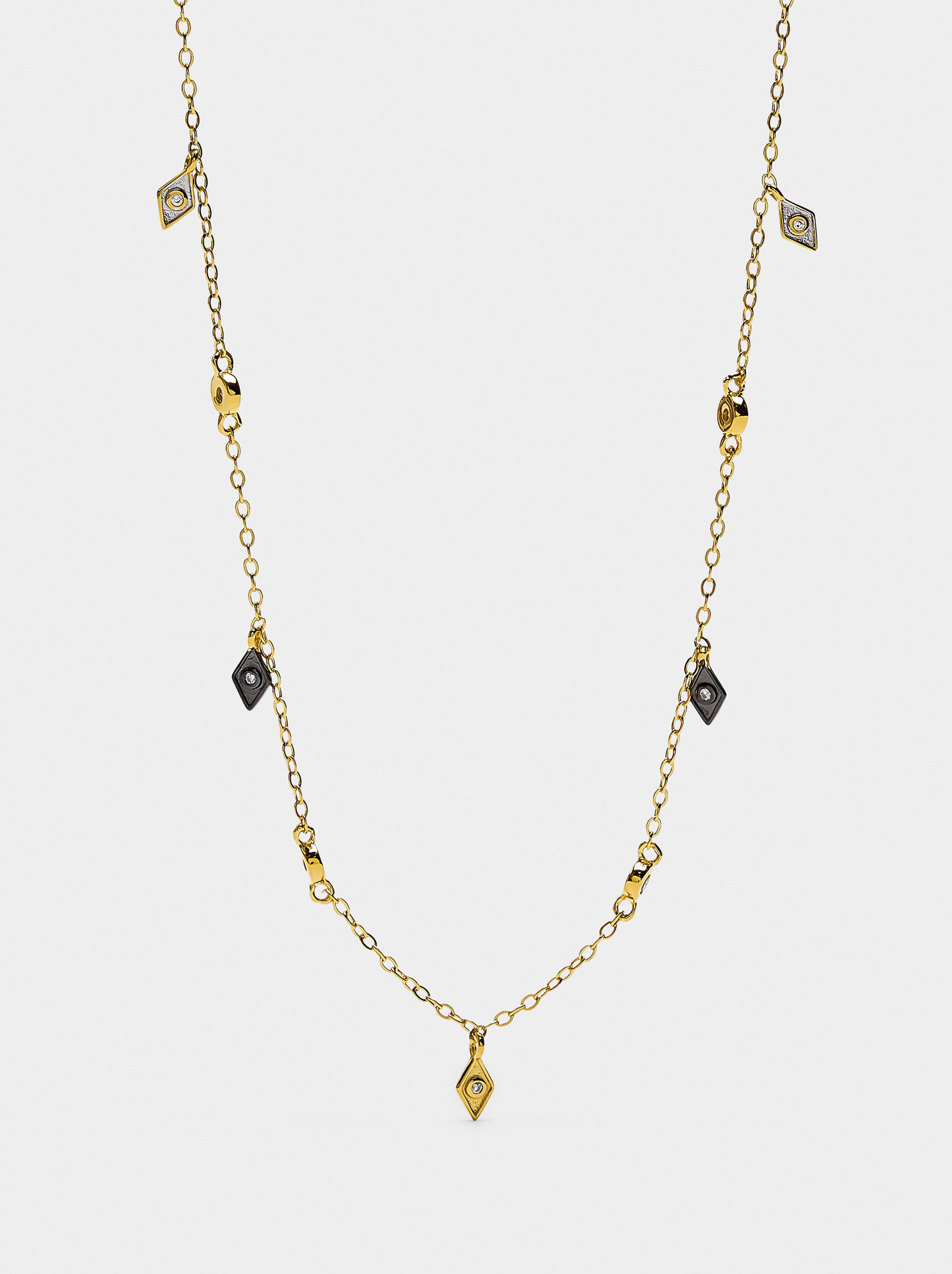 Necklace with rhombuses and zirconias - 925 sterling silver image number 0.0