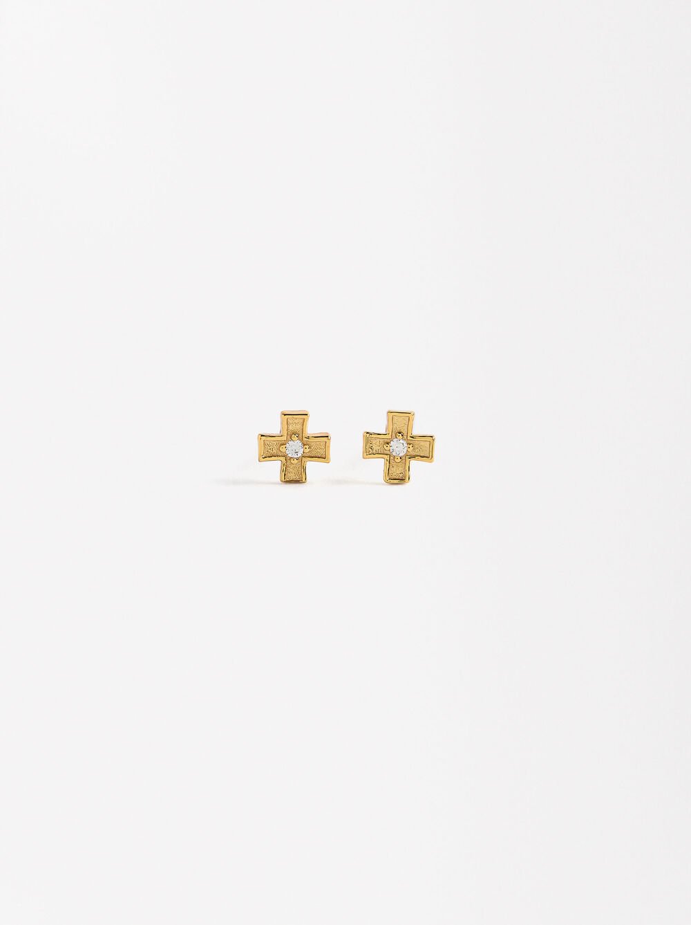 Cross earrings with zirconias - 925 sterling silver