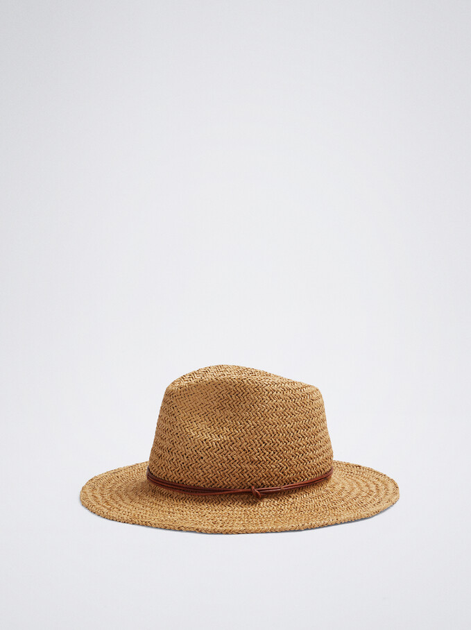 Straw-Effect Hat, Camel, hi-res