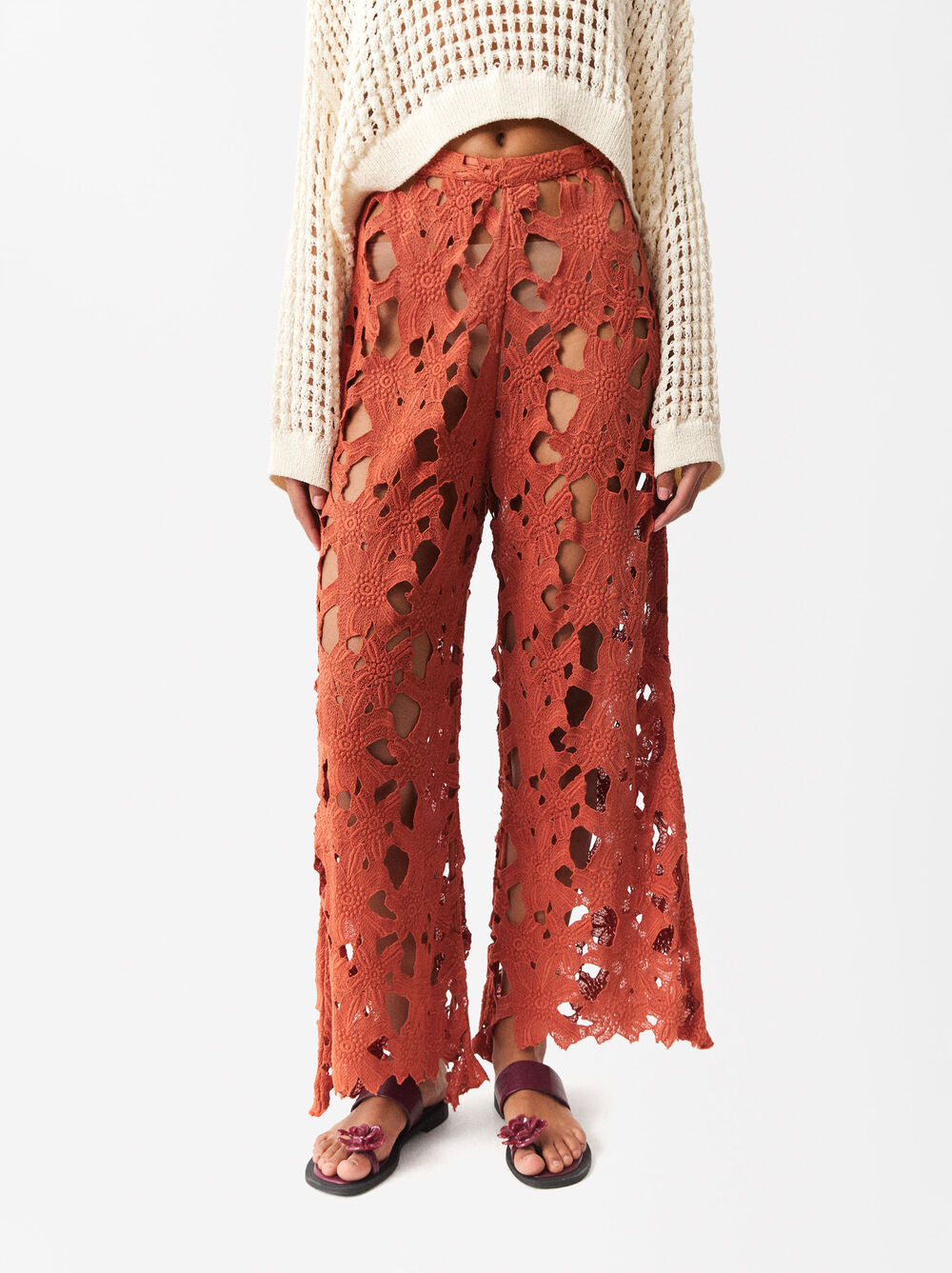 Online Exclusive - Embroidered Cotton Pants